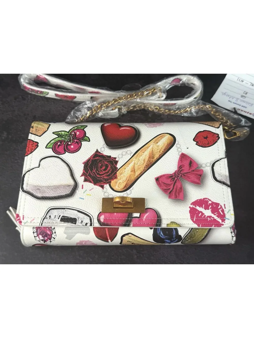 RARE HTF Betsey‎ Johnson Kitsch Foodie Novelty Hearts Crossbody Bag Sample
